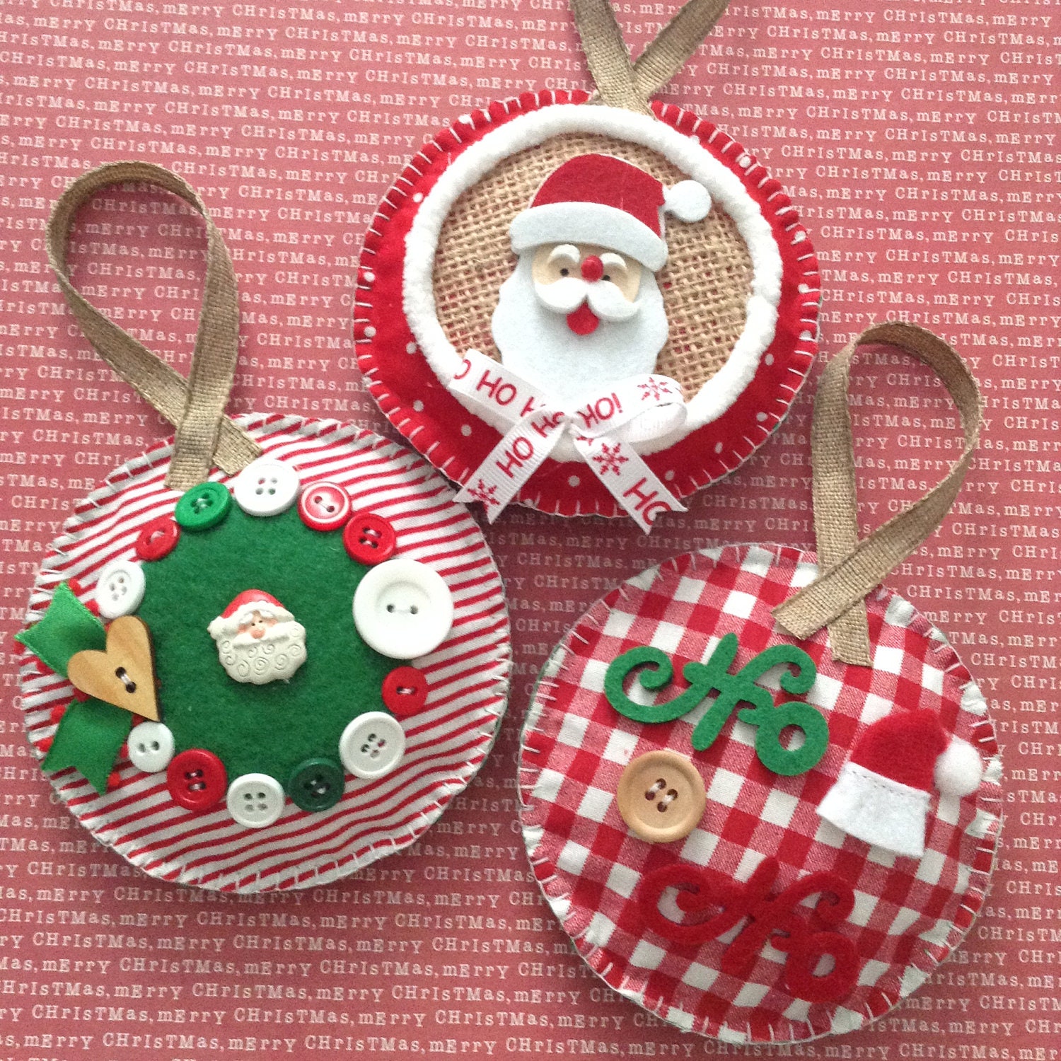 Santa’s Christmas Ornaments / Xmas Felt Ornaments / Santa | Etsy
