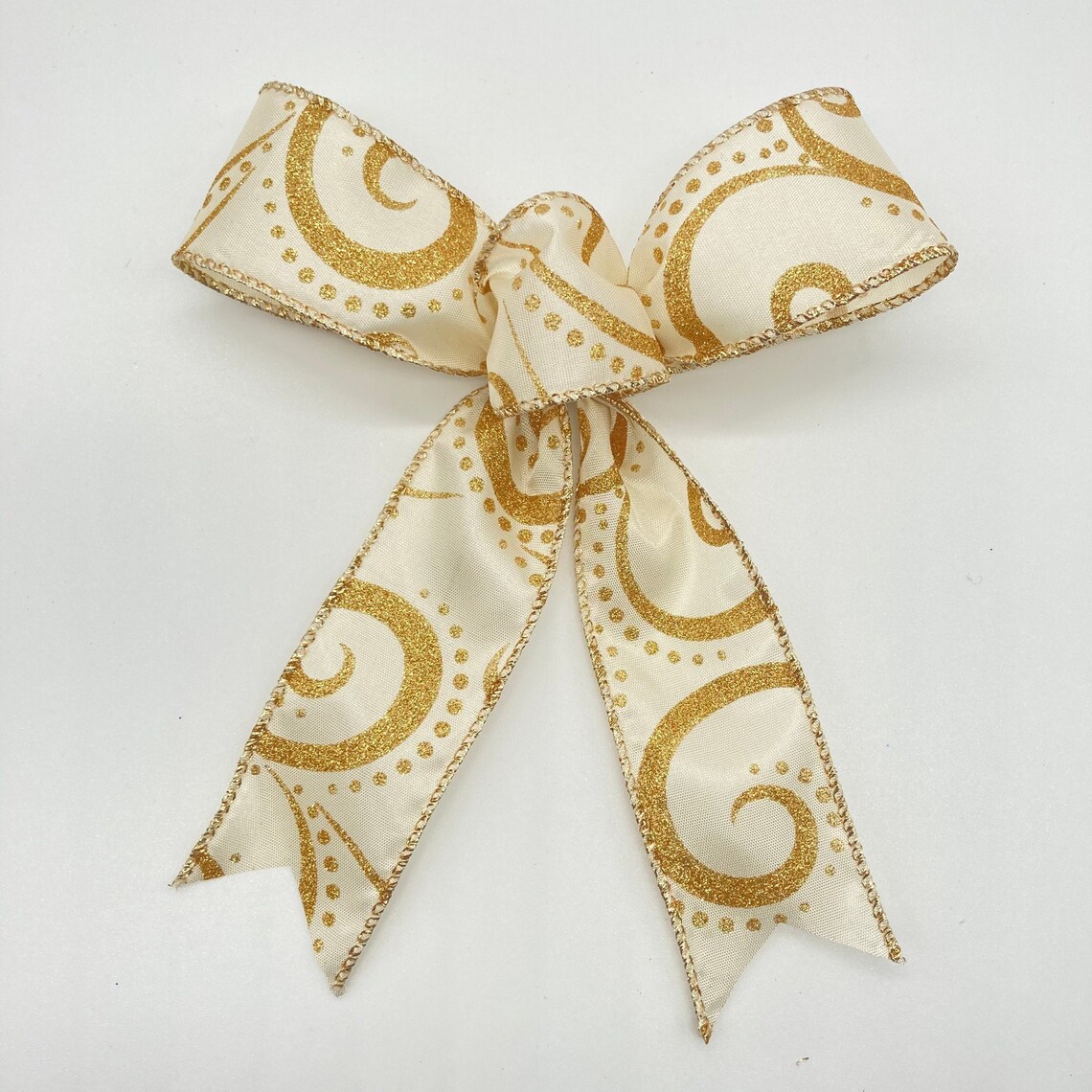 Gold Christmas Decorative Bows / Set 12 Bows / Gold and Creme Etsy