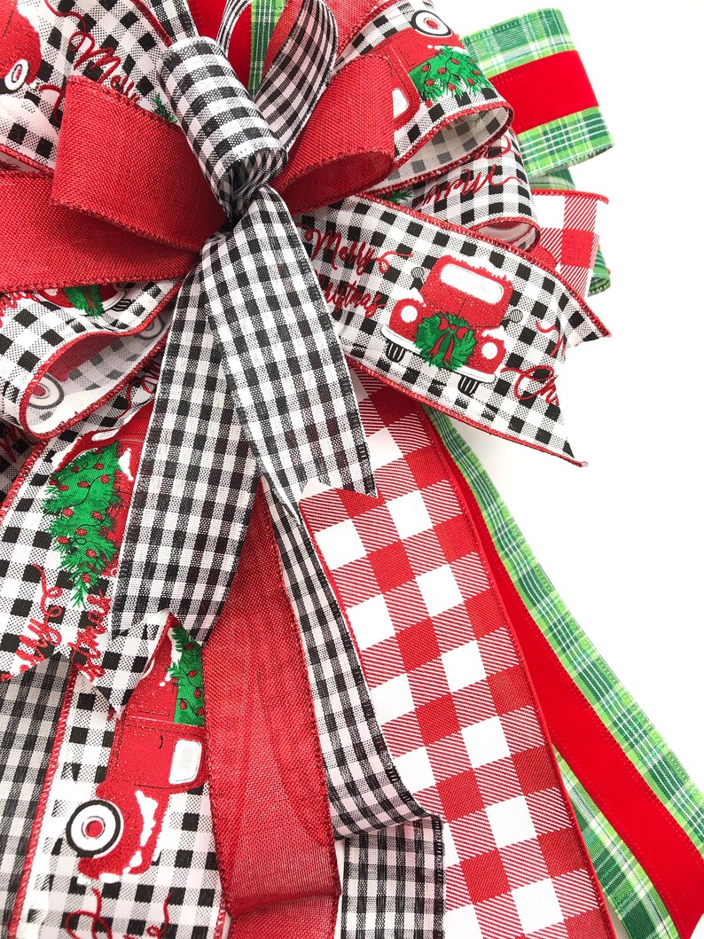 Christmas Tree Topper / Red Truck Christmas Decorative Bow / Etsy