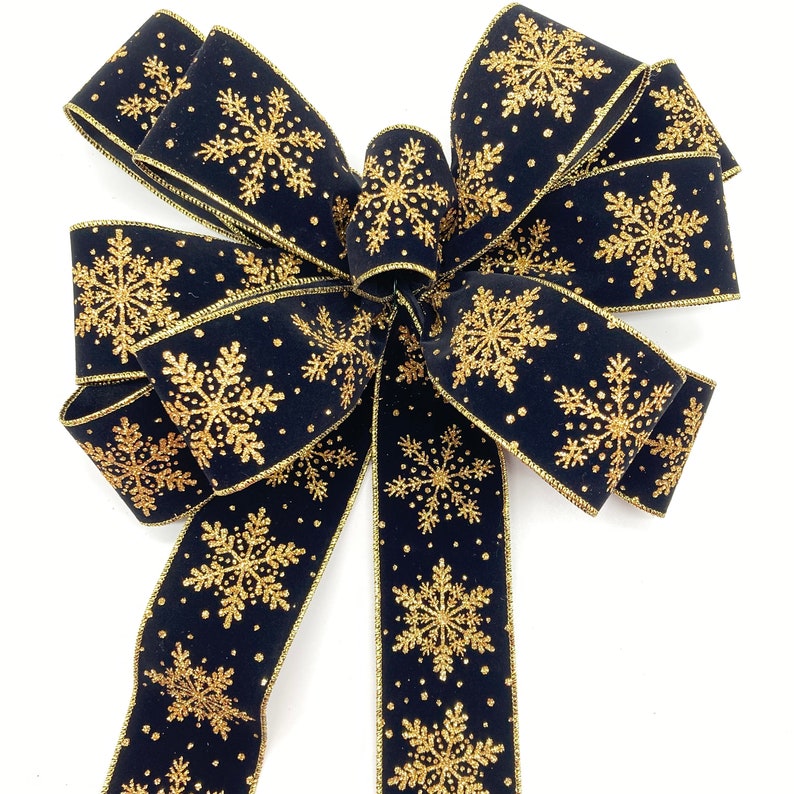 Christmas Black and Gold Decorative Bow / Black Velvet and | Etsy