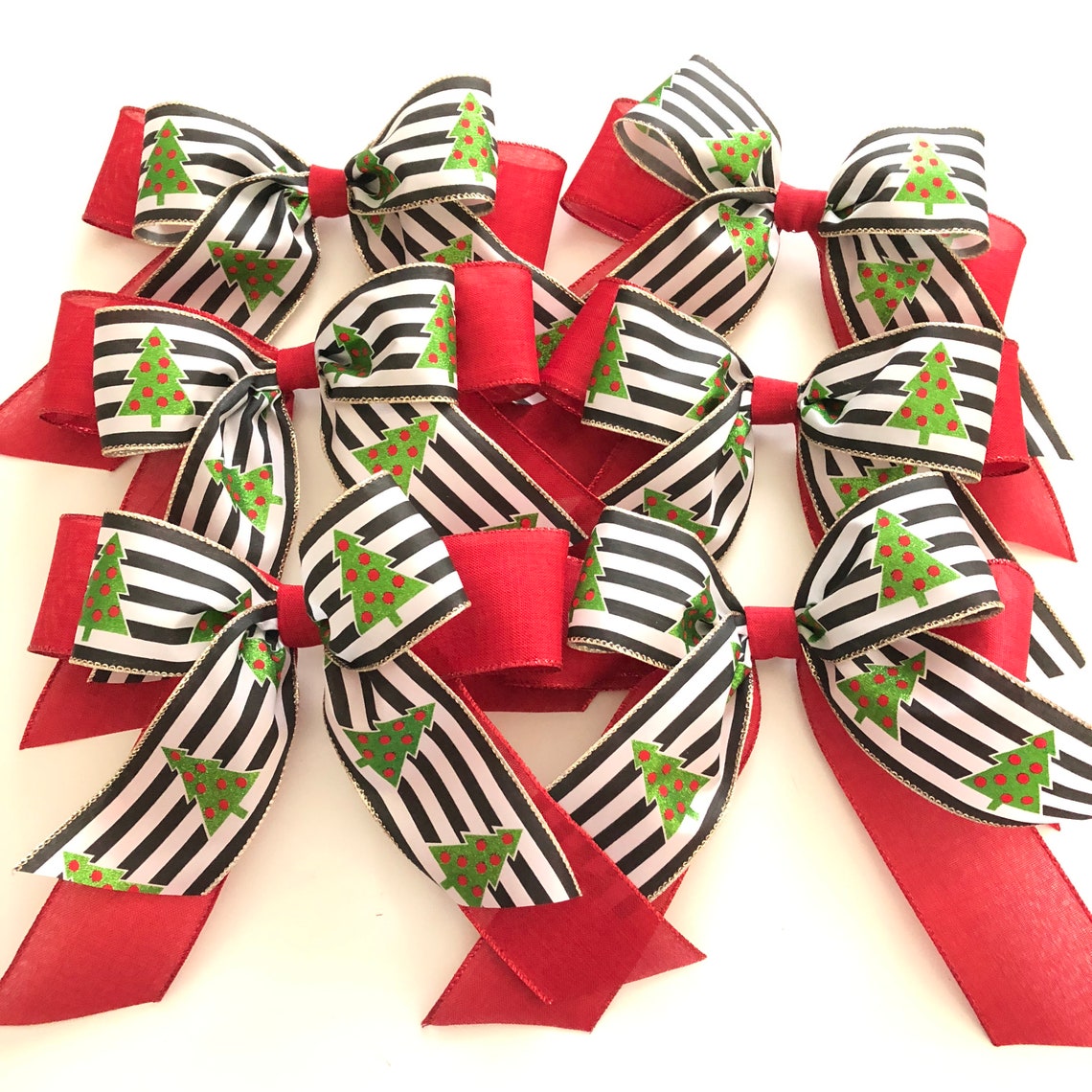 Christmas Tree Bows / Christmas Decorative Bows / Set of 6 Etsy