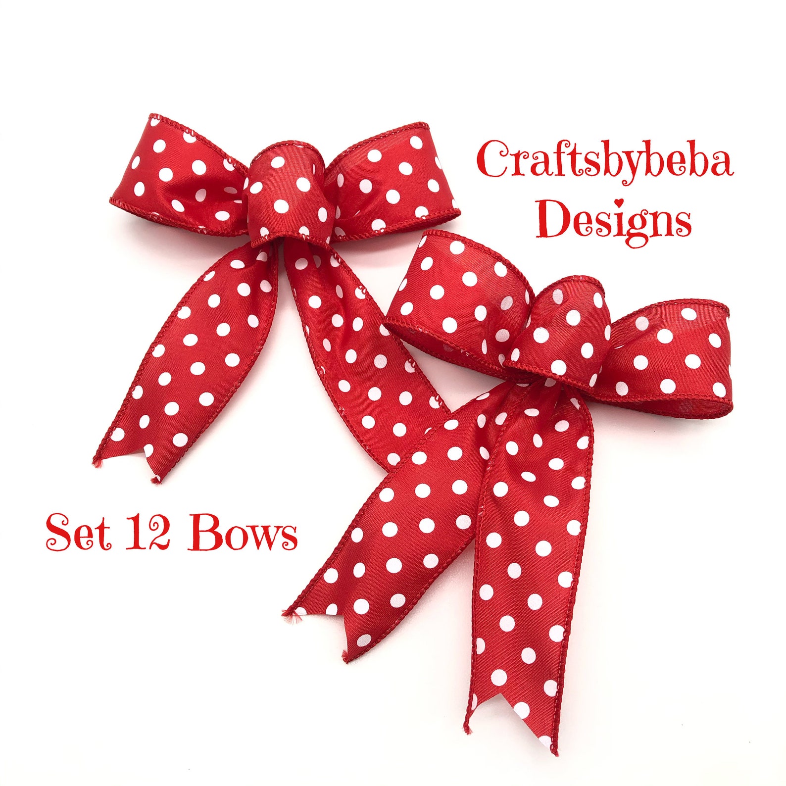 Red Polka Dots Decorative Bows / Set 12 Bows / Red and White - Etsy