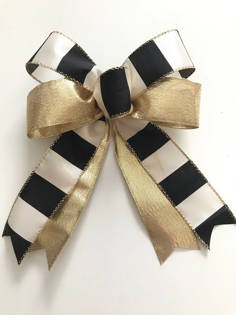 Black and Gold Christmas / Christmas Tree Bows / Xmas | Etsy