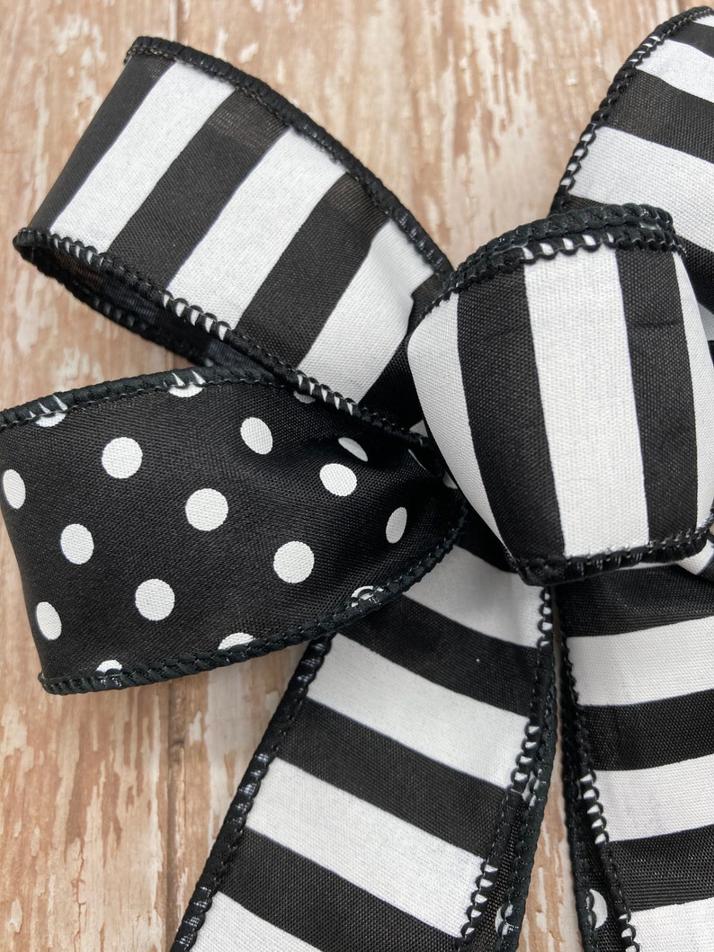 Black and White Decorative Bows / Set 6 Bows / Christmas Tree Etsy