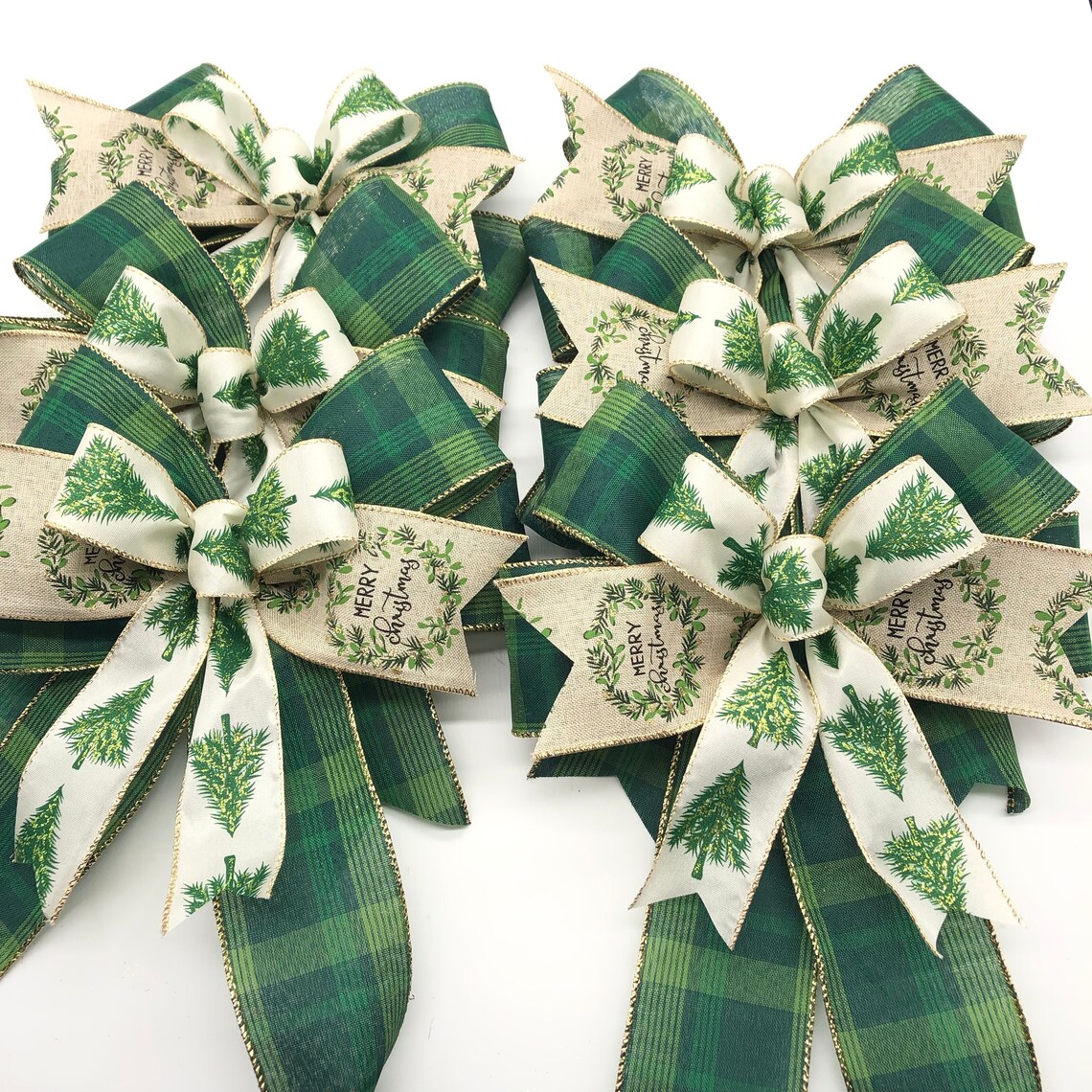 Christmas Decorative Bows / Set of 6 Bows / Xmas Tree Bows /  Etsy