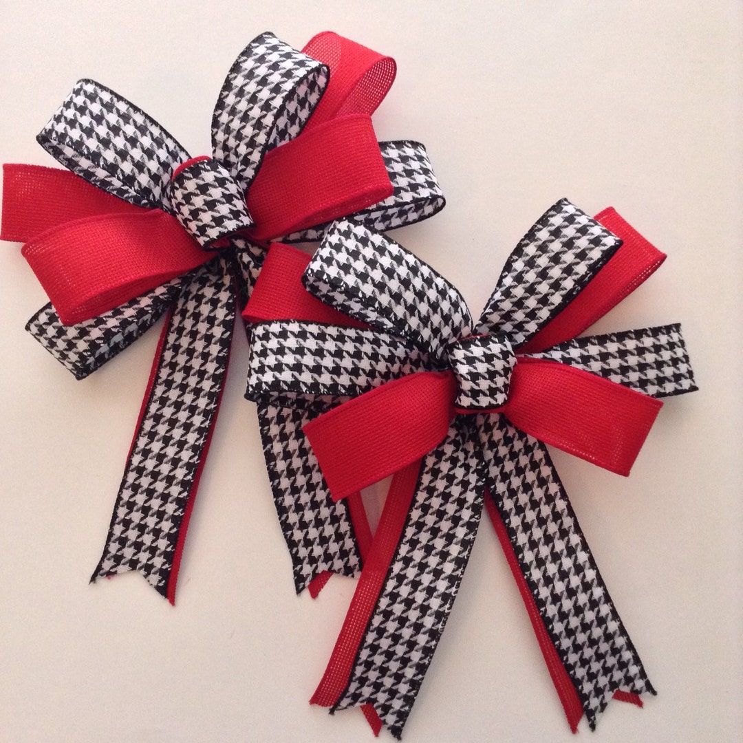 Christmas Decor Bows / Xmas Custom Bows / Black Red White Etsy