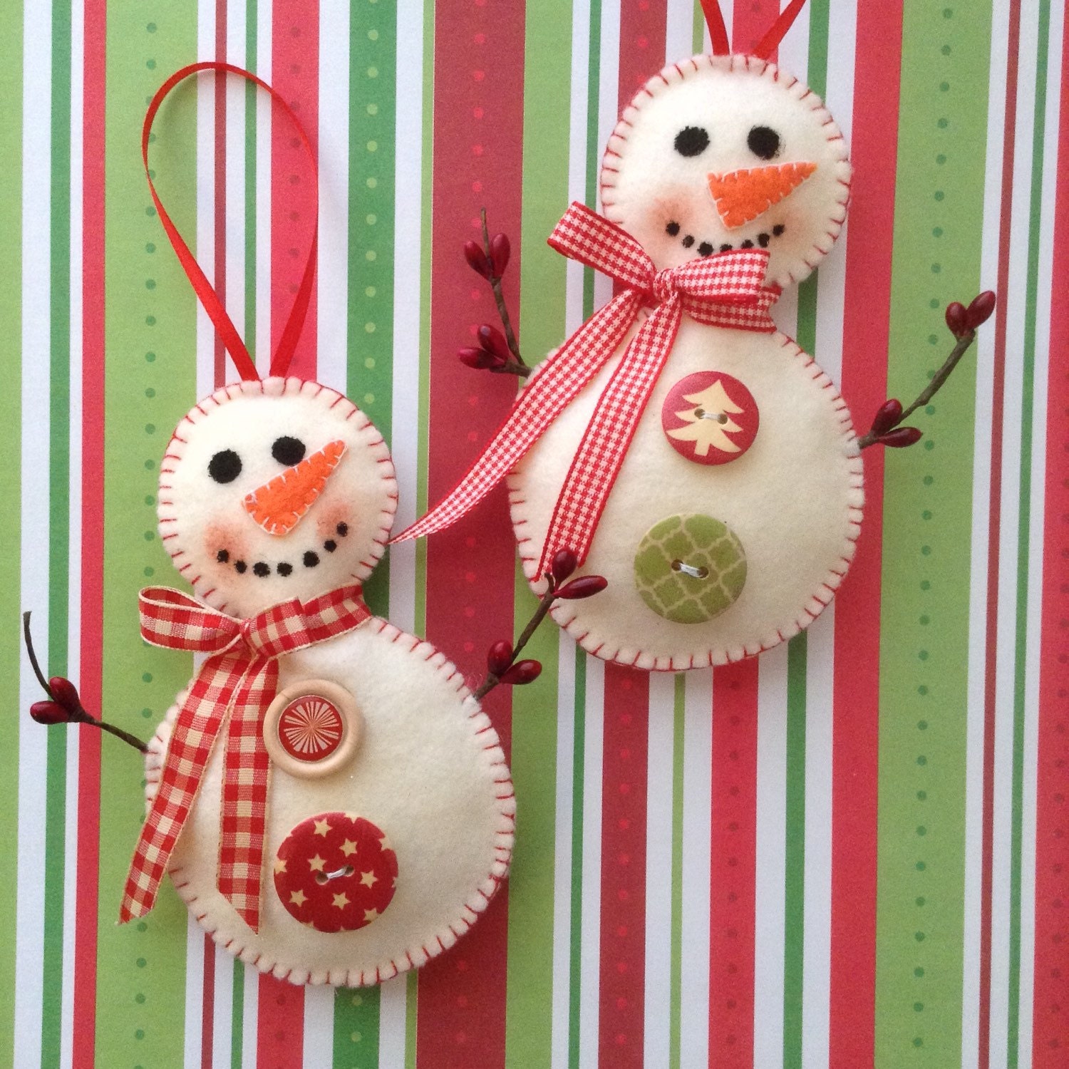 Christmas Snowman Ornaments / Handmade Felt Christmas Etsy