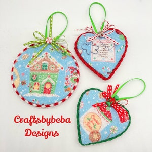 Handmade Gingerbread Fabric Christmas Ornaments - Set of 3
