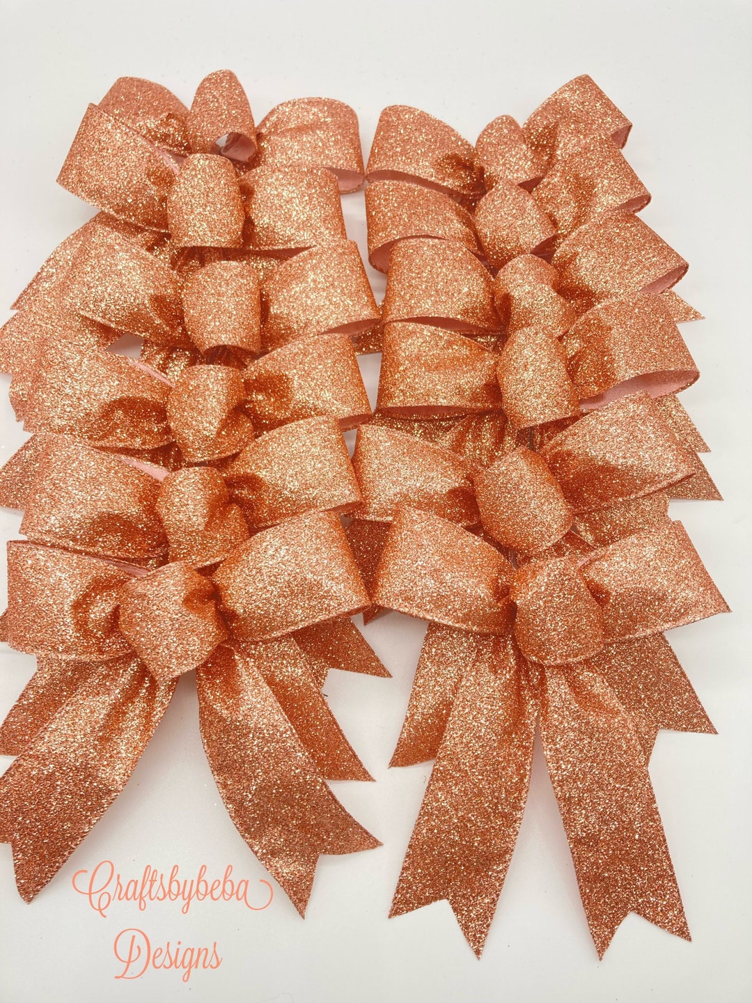 Rose Gold Christmas Tree Bows / Set 12 Bows / Christmas Tree Bows