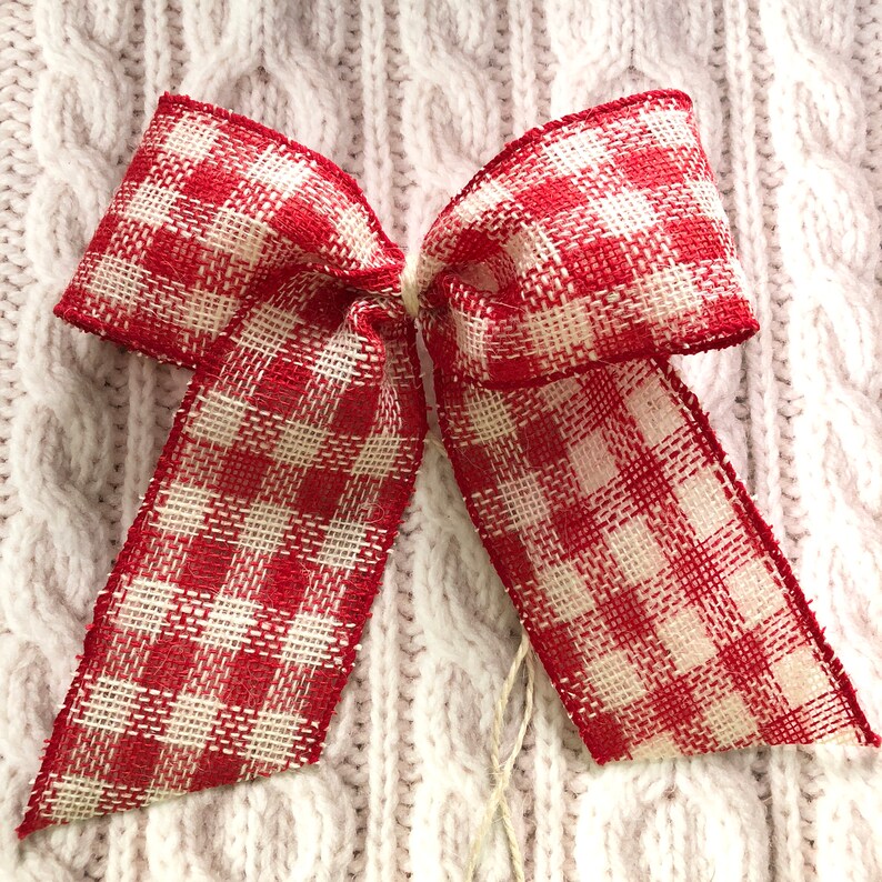 Plaid Christmas Bows / Red and White Plaid Christmas Etsy