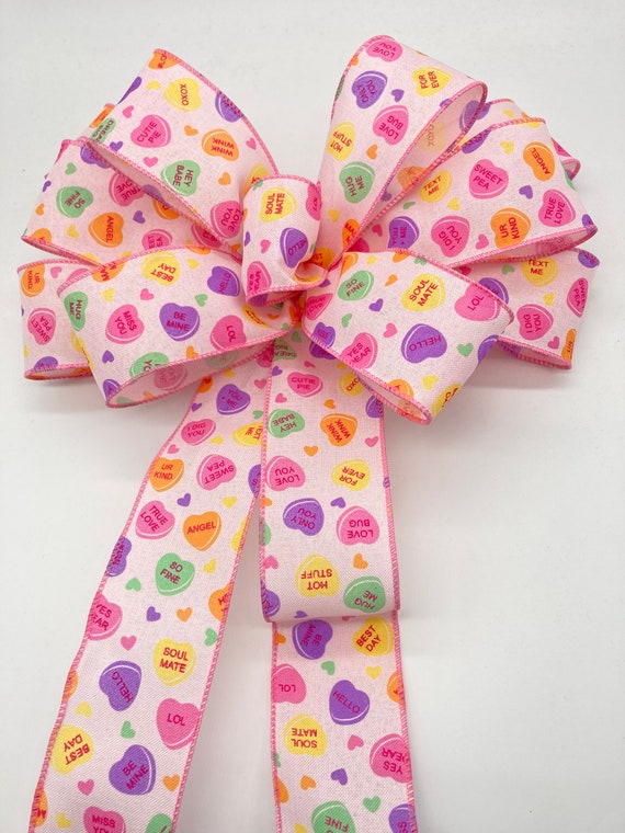 Wired Valentine Candy Hearts Bow (2.5
