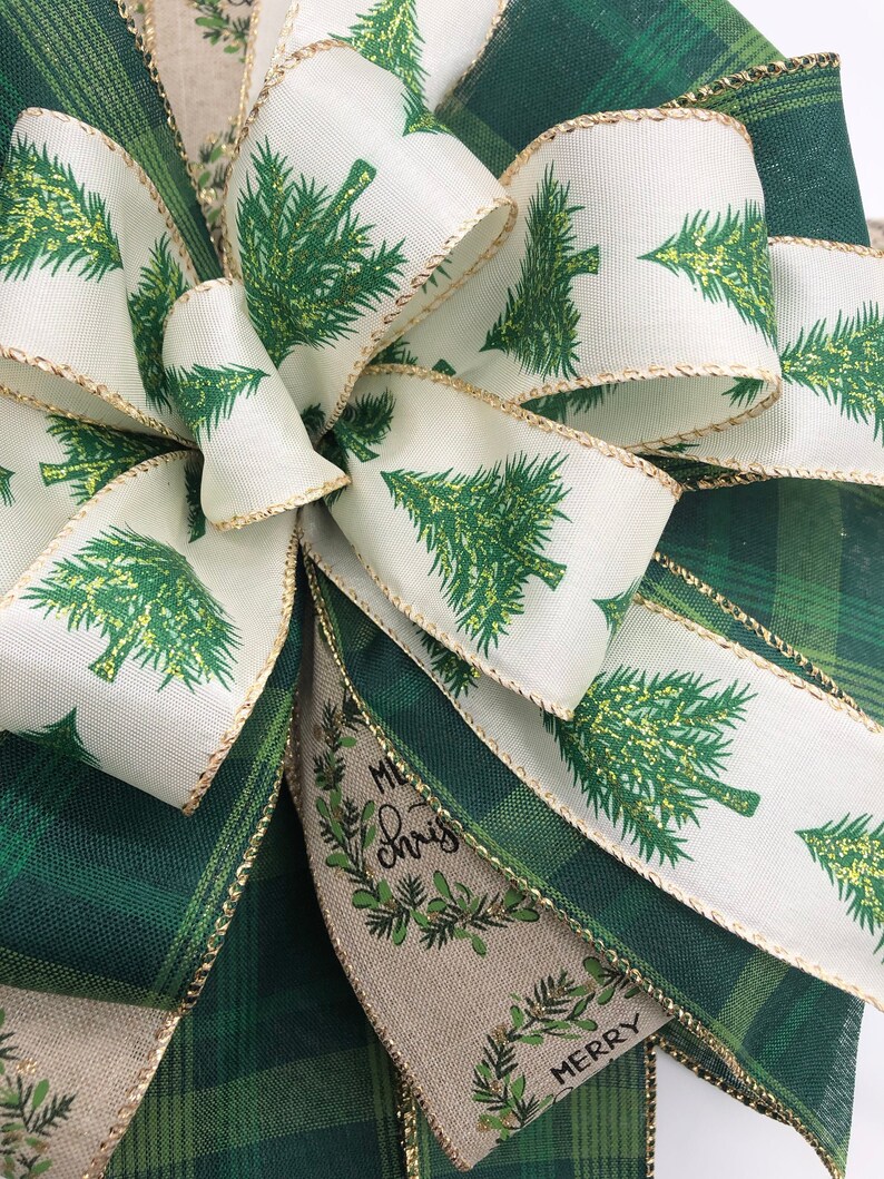 Christmas Tree Topper / Green Xmas Tree Topper / Plaid Green Etsy