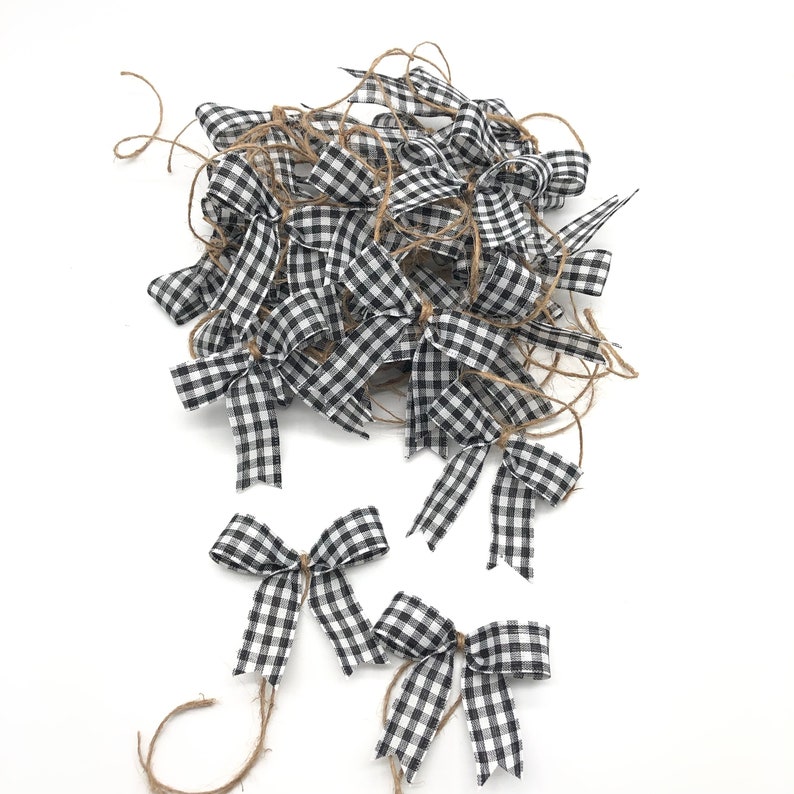 Black and White Plaid Bows / Small Buffalo Decorative Bows / image 7