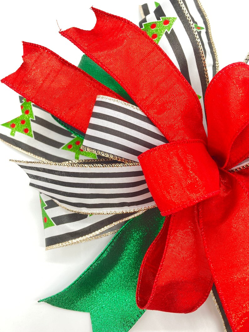 Christmas Tree Topper Bow / Christmaslantern Bow / Red Black Etsy