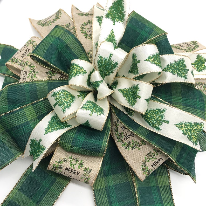 Christmas Tree Topper / Green Xmas Tree Topper / Plaid Green Etsy