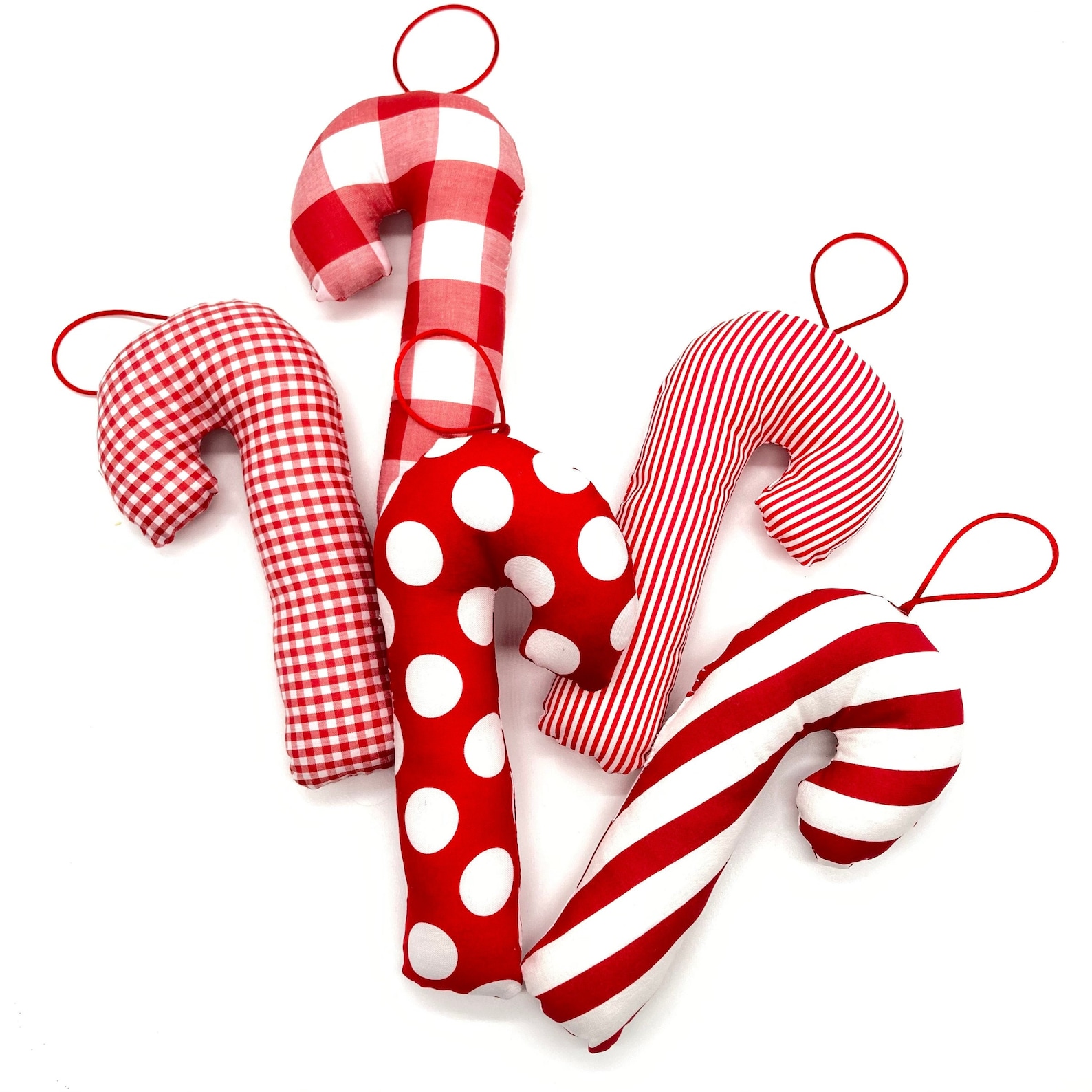 Candy Cane Ornaments / Set 5 Ornaments / Red and White Candy Etsy