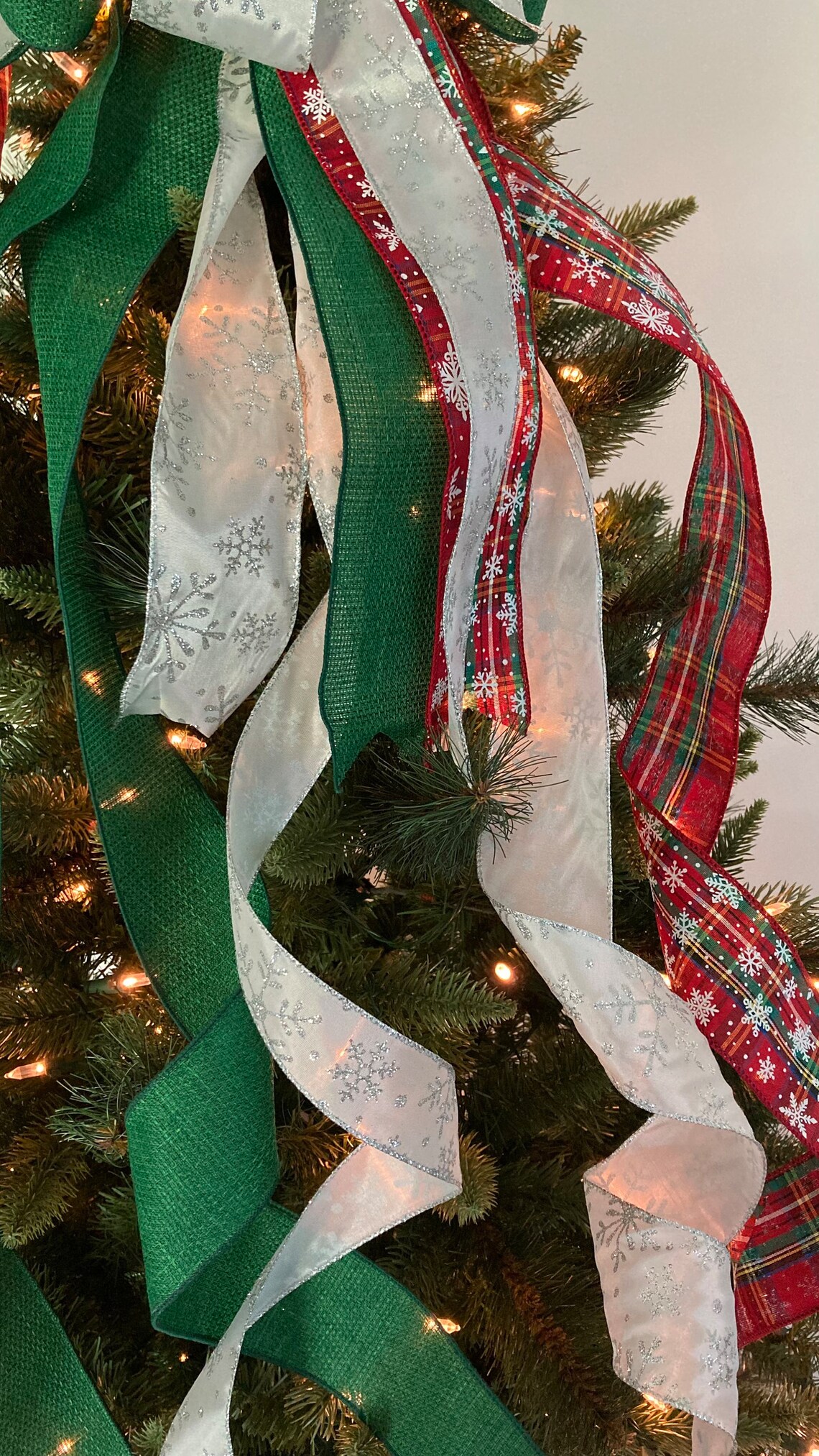 Christmas Tree Topper / Red Green and White Tree Topper / Etsy