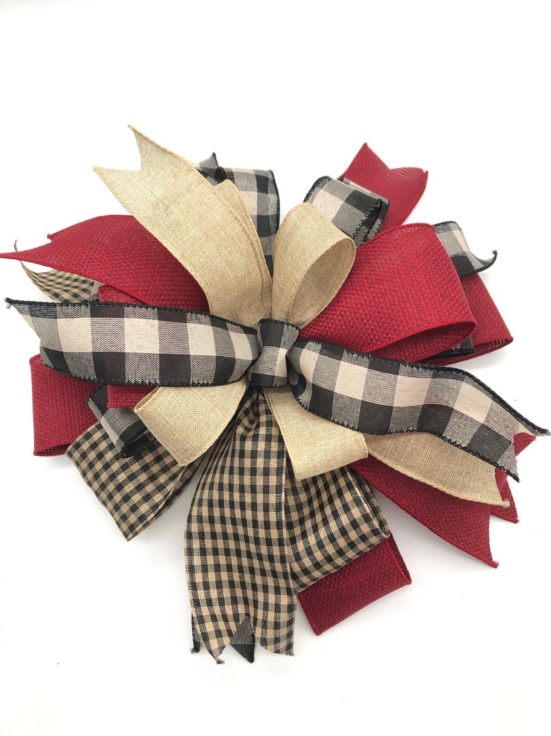 Christmas Tree Topper Christmas Vintage Plaid Decorative Bow Xmas Tree Topper Christmas Plaid Bow Christmas Tree Decorative Bow