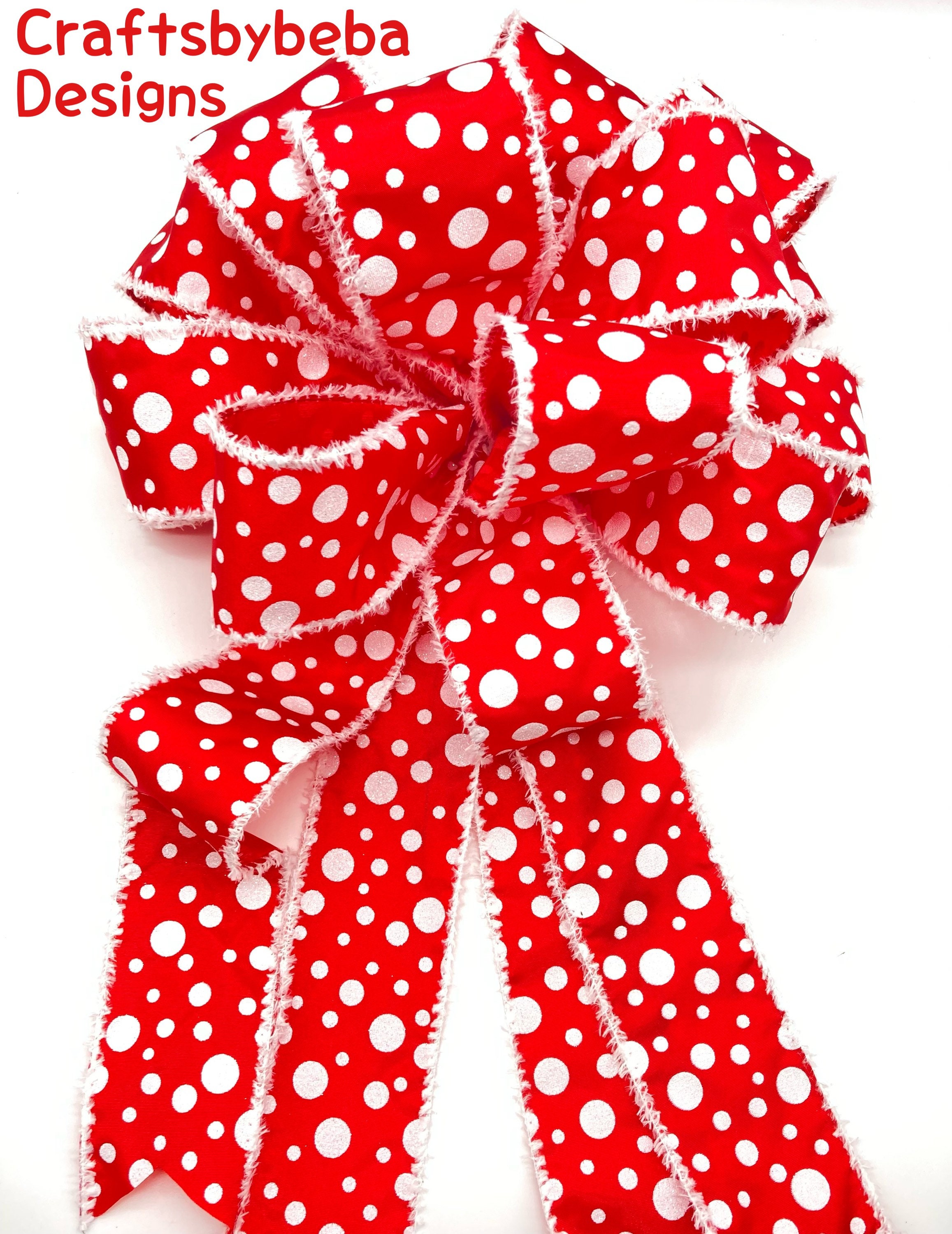 Christmas Red and a White Tree Topper / Christmas Polka Dots Small Bows ...