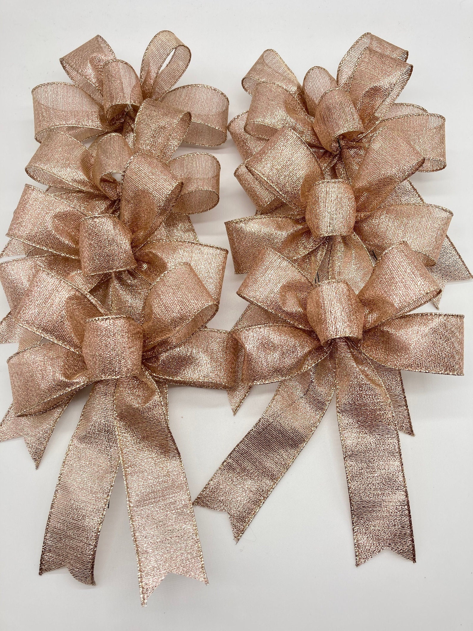 Rose Gold Decorative Bows / Set 8 Bows / Christmas Tree Bow / Etsy