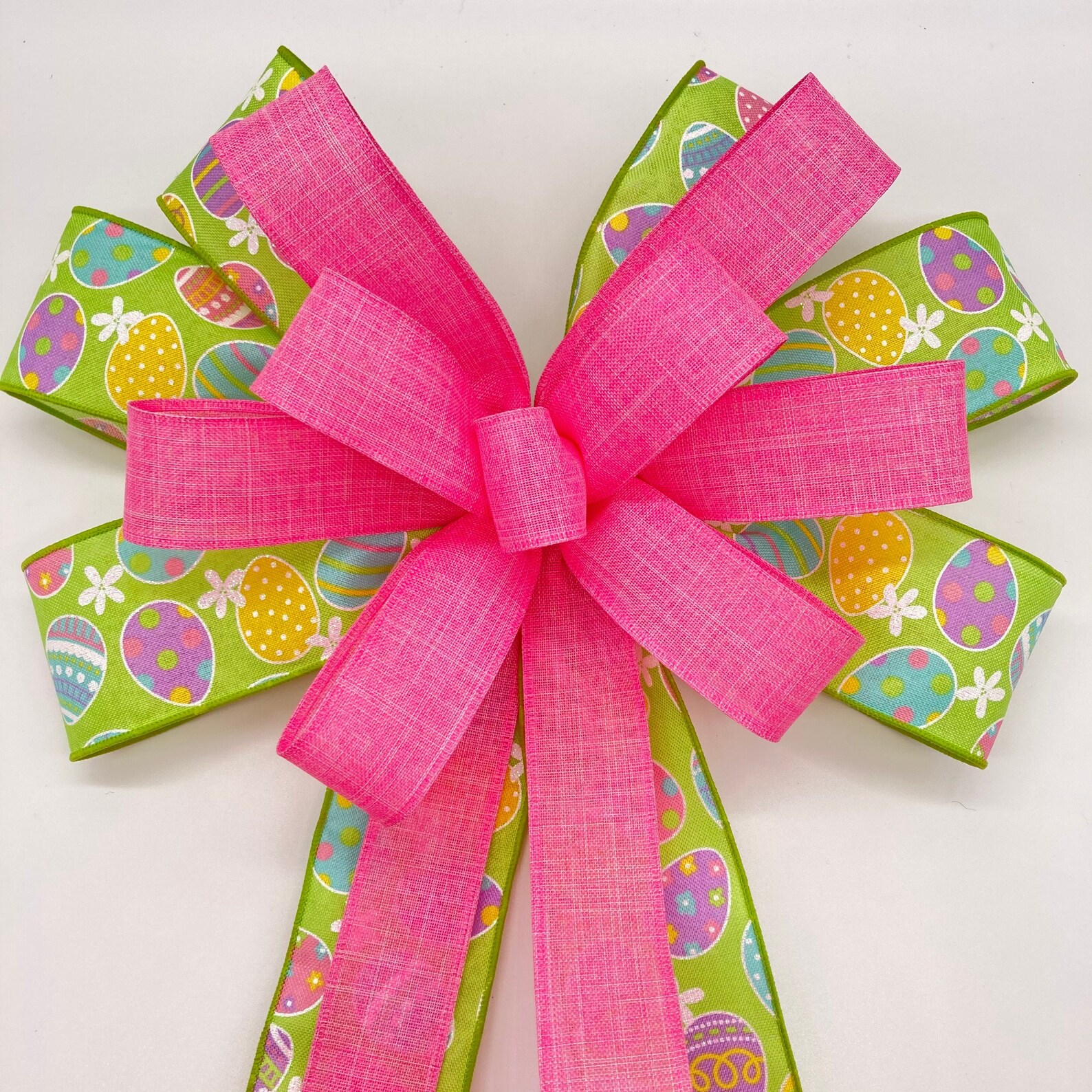 Easter Wreath Bow / Easter Decorative Bow / Pink and Green Etsy UK