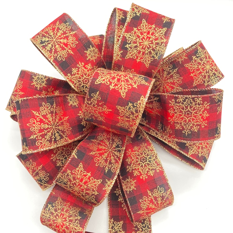 Christmas Tree Topper / Red and Gold Tree Topper / Christmas Etsy