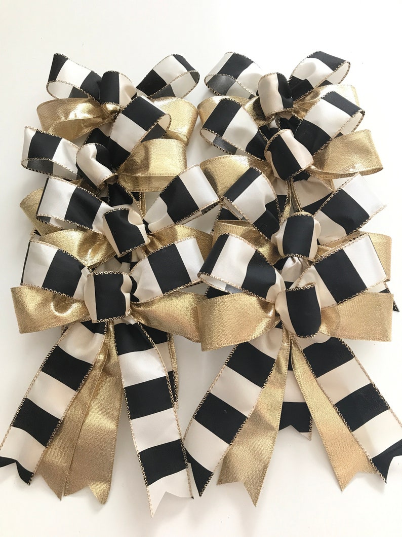 Black and Gold Christmas / Christmas Tree Bows / Xmas | Etsy