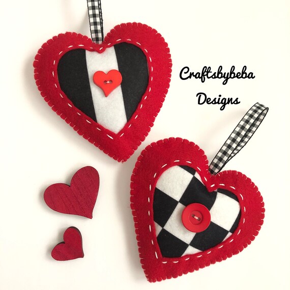 Valentine Hanging Hearts Red Valentine Ornaments Red And Black Red Hearts Felt Valentine Decorative Hearts Stripes And Plaid Hearts Valentine Hanging Hearts Red Valentine Ornaments Red And Black Red Hearts Felt Valentine Decorative Hearts Stripes And Plaid Hearts
