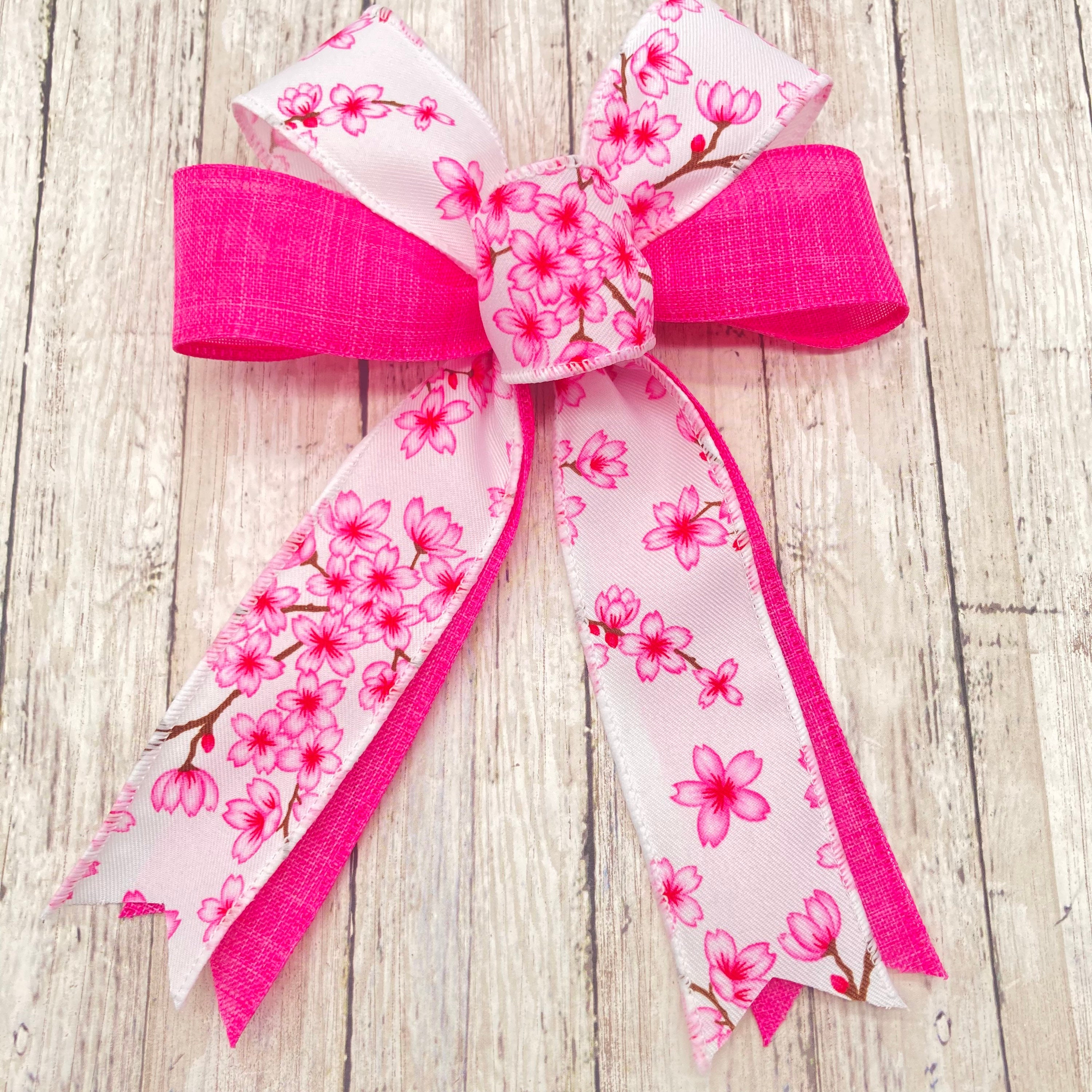 DRYROSE ♡ LOVESOME RIBBON TOP (PINK) Cherry Blossoms Pink Bows / Set 6 Bows / Pink and White