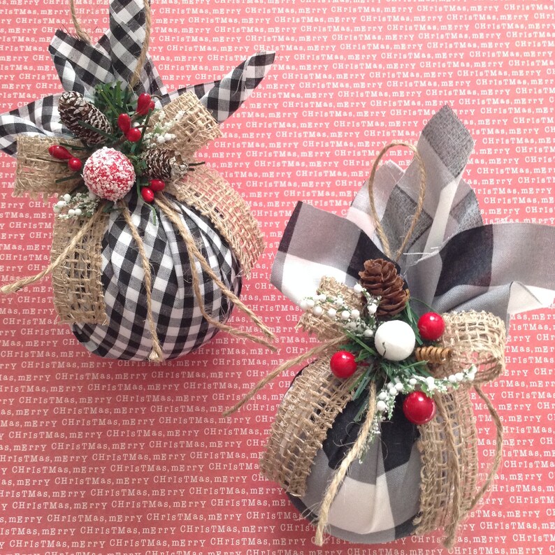 Buy Christmas Tree Ornaments / Plaid Xmas Ornaments / Set of 2 Online