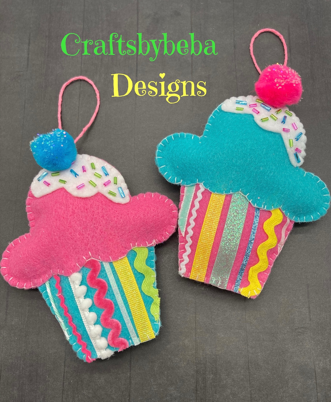 Christmas Cupcake Ornaments / Set 2 Ornaments / Whimsical Christmas ...