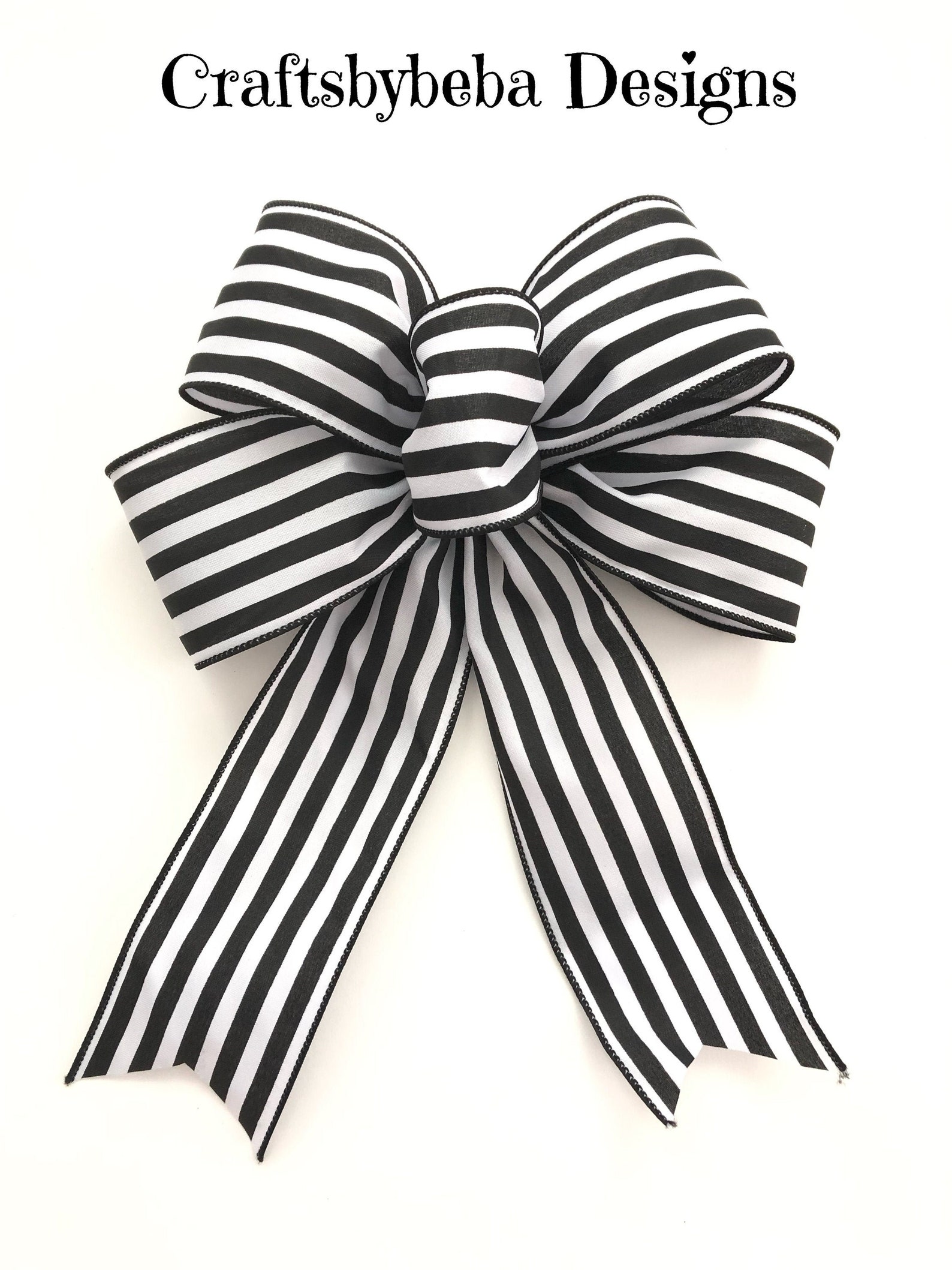 Black and White Striped Decorative Bows / Set of 5 Bows / Etsy
