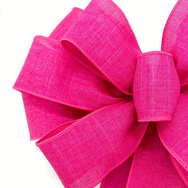 Fuchsia Wreath Bow / Hot Pink Decorative Bow / Christmas Pink Decor Bow / Summer Fuchsia Decor Bow / Lantern Bow / Christmas Tree Topper image 2