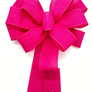 Fuchsia Wreath Bow / Hot Pink Decorative Bow / Christmas Pink Decor Bow / Summer Fuchsia Decor Bow / Lantern Bow / Christmas Tree Topper image 10
