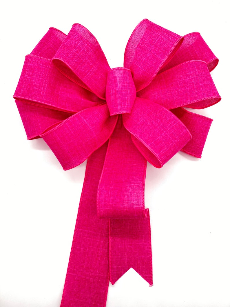 Fuchsia Wreath Bow / Hot Pink Decorative Bow / Christmas Pink Decor Bow / Summer Fuchsia Decor Bow / Lantern Bow / Christmas Tree Topper image 10