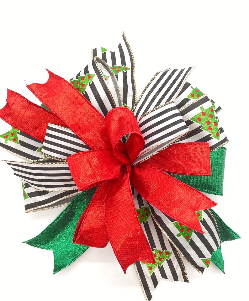 Christmas Tree Topper Bow / Christmaslantern Bow / Red Black Etsy