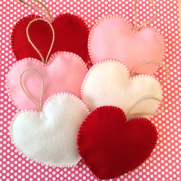 Red Felt Hearts Etsy