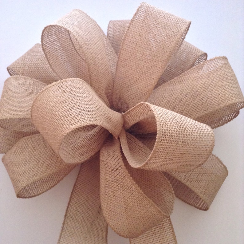 Burlap Tree Topper / Christmas Tree Topper / Natural Xmas Bow Etsy