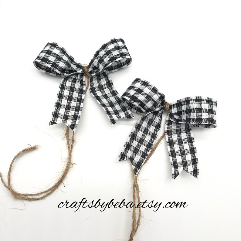 Black and White Plaid Bows / Small Buffalo Decorative Bows / image 0