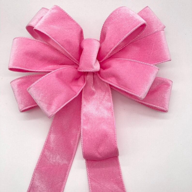 Pink Velvet Christmas Tree Topper : Wreath Bow - Etsy