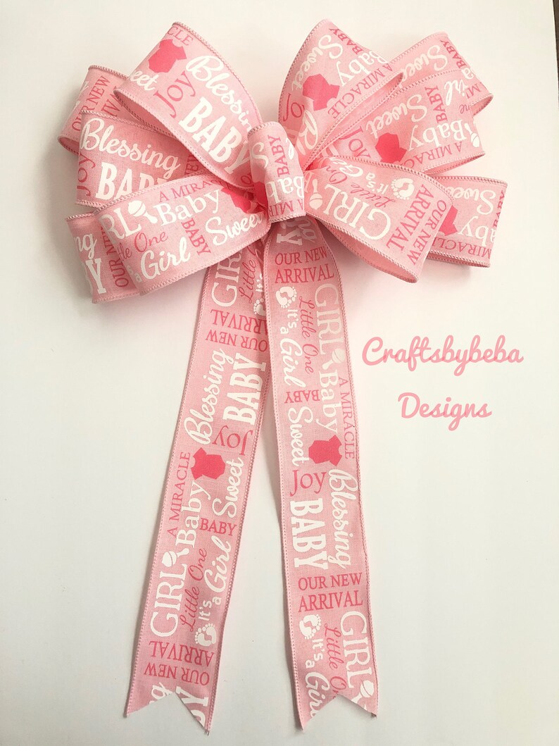 Pink Wreath Bow / Baby Girl Wreath Bow / It's a Girl Etsy