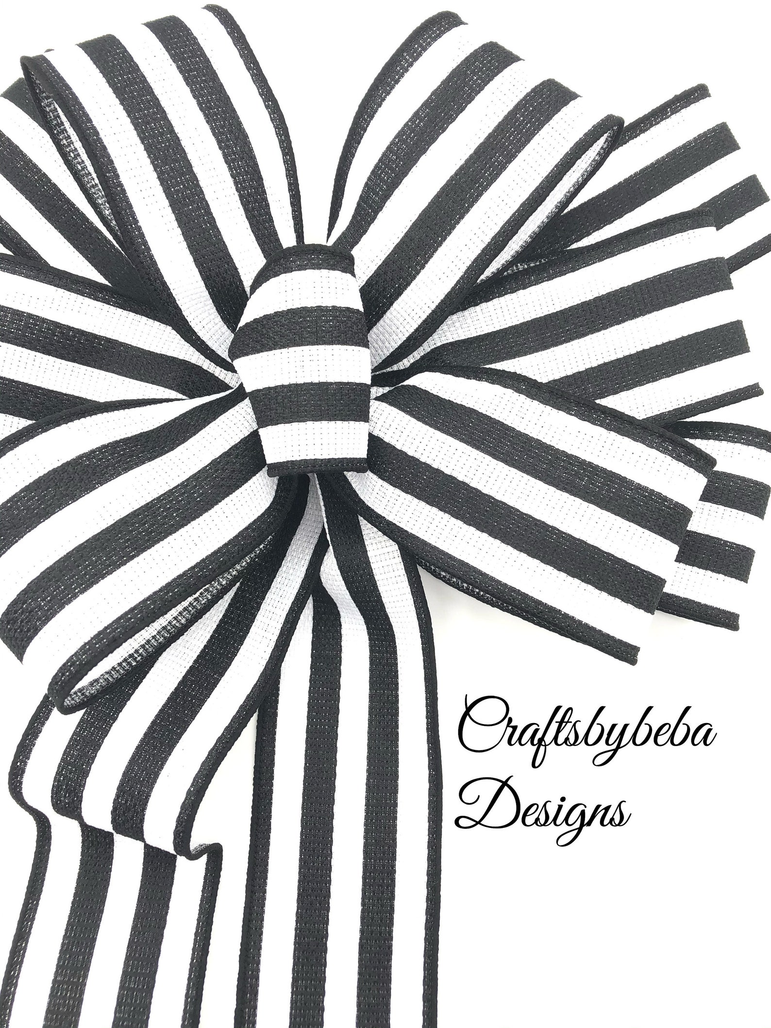 Black and White Wreath Bow / Black and White Decorative Bow / Etsy