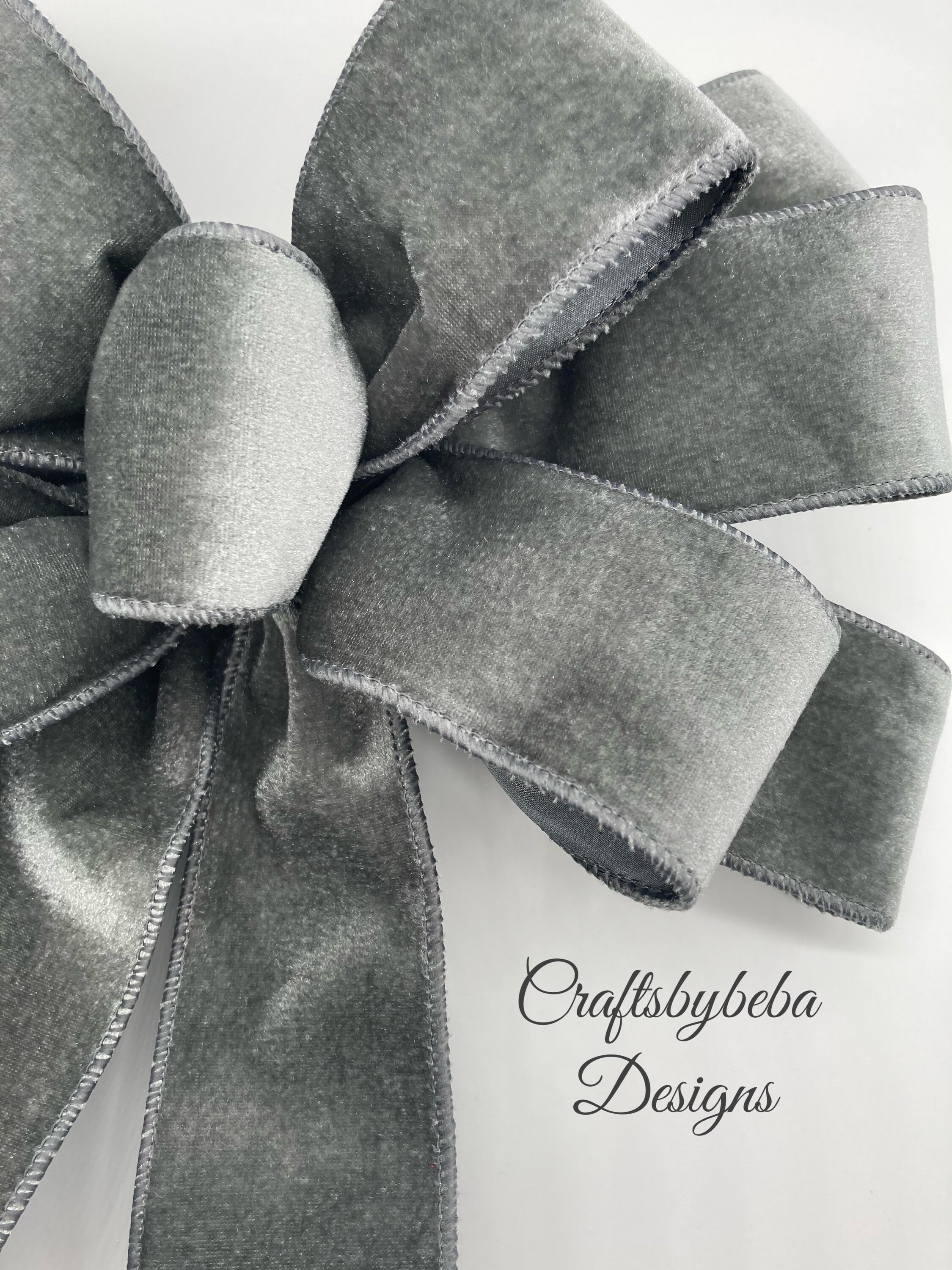 Keypan Light Gray Velvet Ribbon - 1.5" Wide X 6 Yards, Hand-Frayed Edge For Crafts & Gift Wrapping - View #6