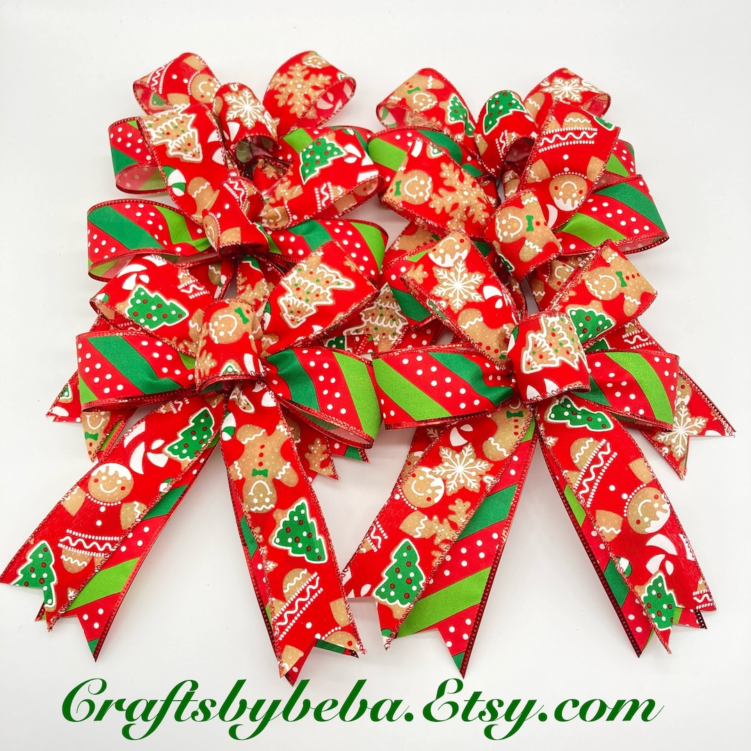 Gingerbread Christmas Tree Bows / Set 6 Bows / Christmas Gingerbread