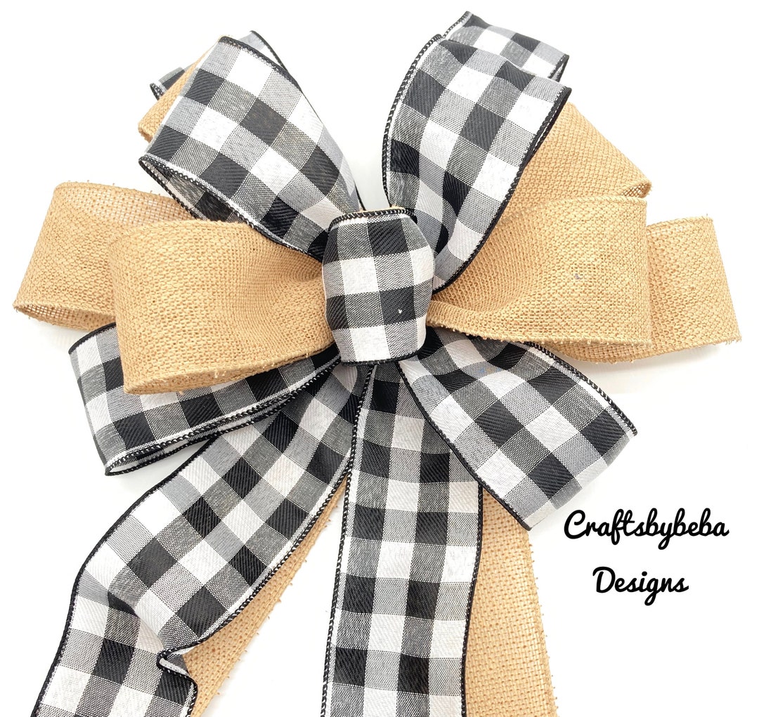 Christmas Wreath Bow / Black and White Buffalo Wreath Bow / Buffalo