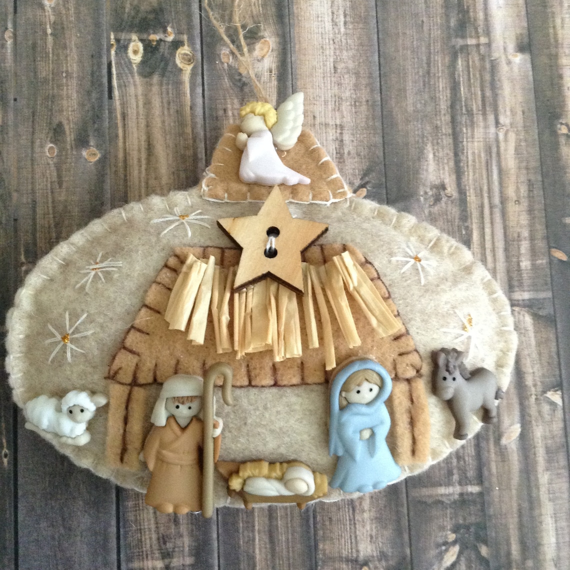 Nativity Felt Ornament / Christmas Felt Nativity Decor / Etsy