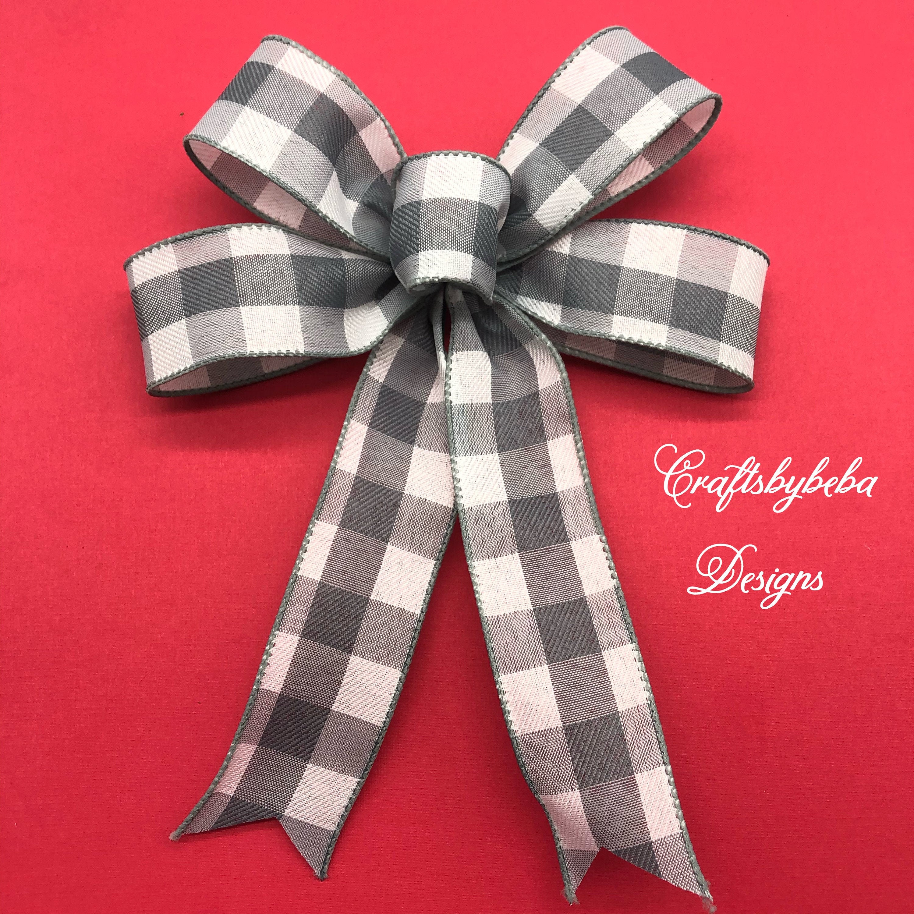 Gray Color Plaid Decorative Bows / Set 6 Bows / Gray and White Etsy UK