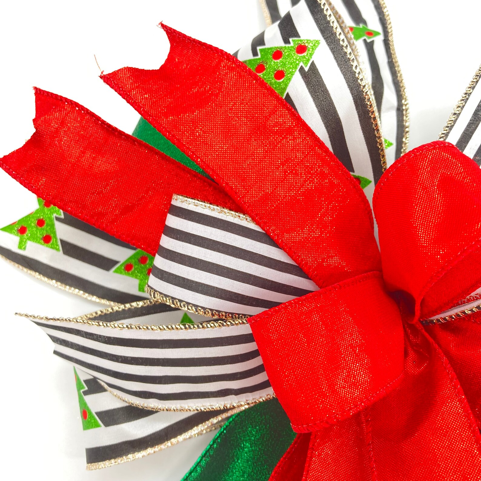 Christmas Tree Topper Bow / Christmaslantern Bow / Red Black Etsy