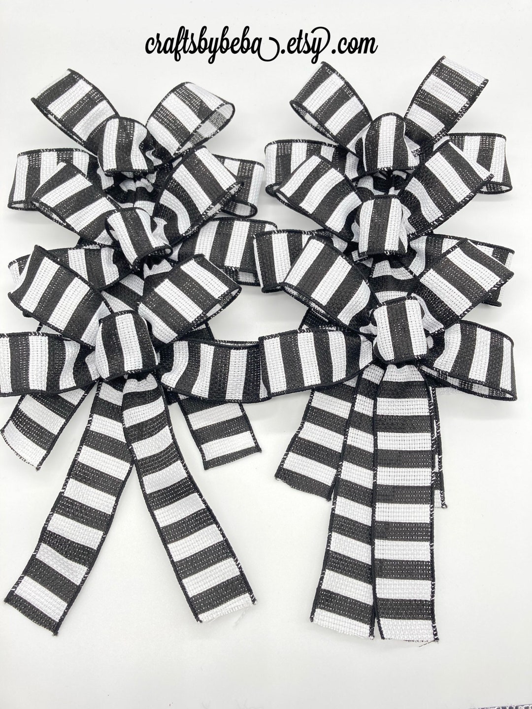 Black and White Bows / Set 6 Bows / Christmas Tree Decorative Bows