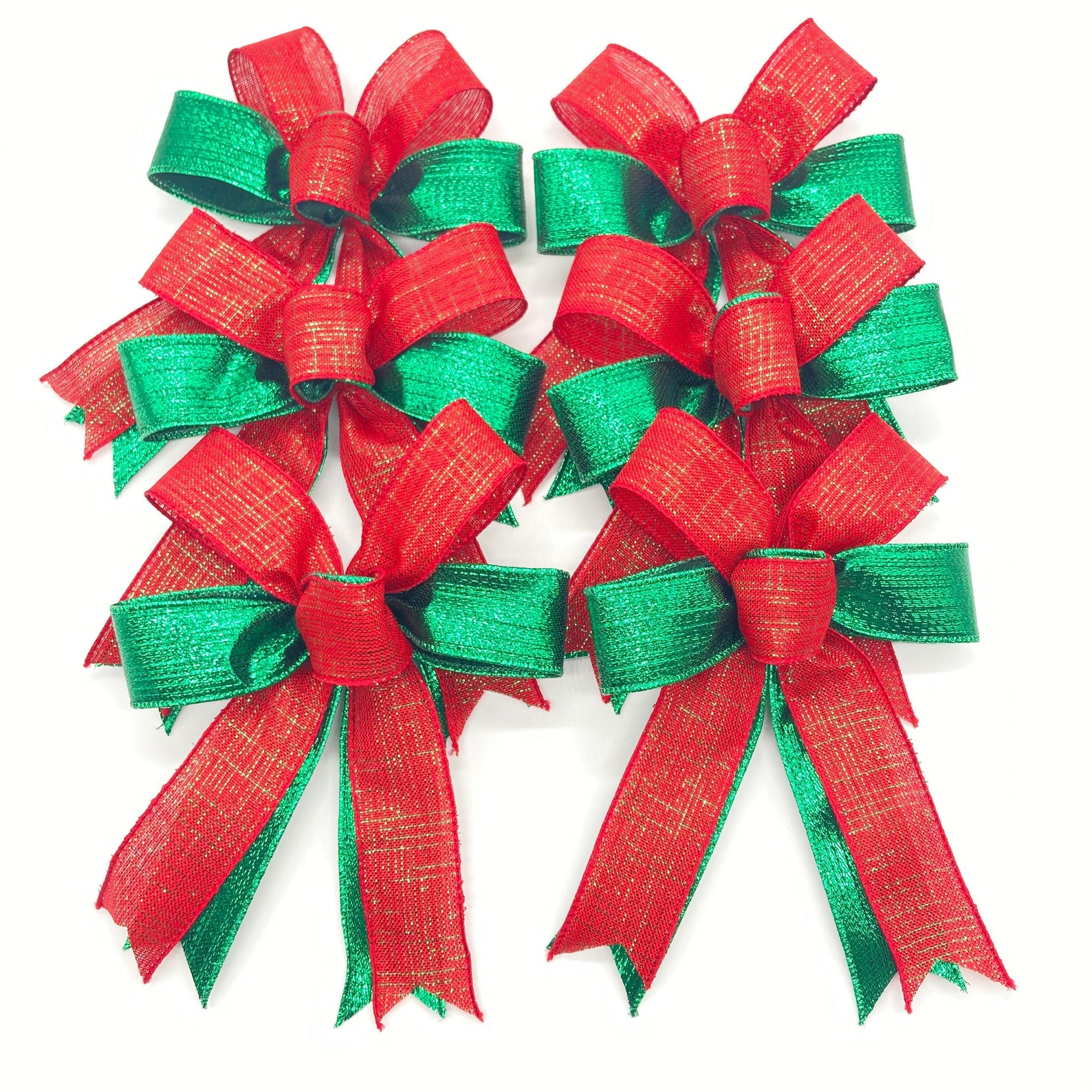 Christmas Decorative Bows / Set 6 Bows / Christmas Red and - Etsy